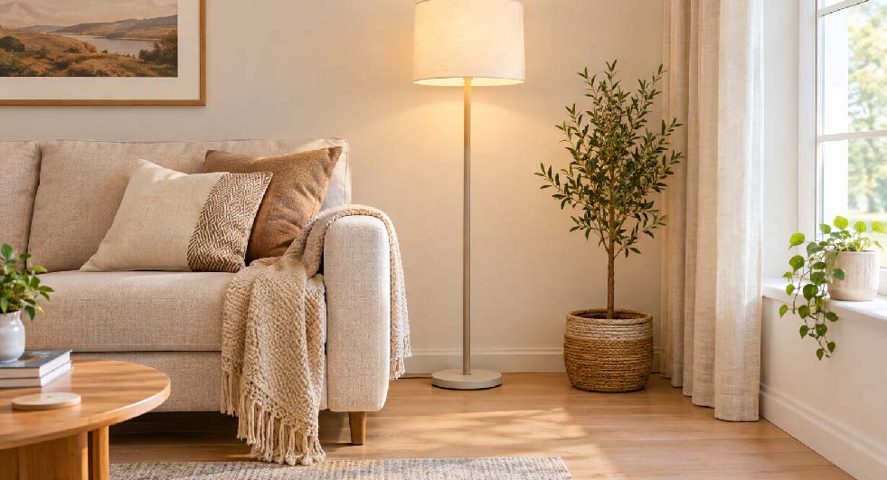 how to hide lamp cords in the middle of a room